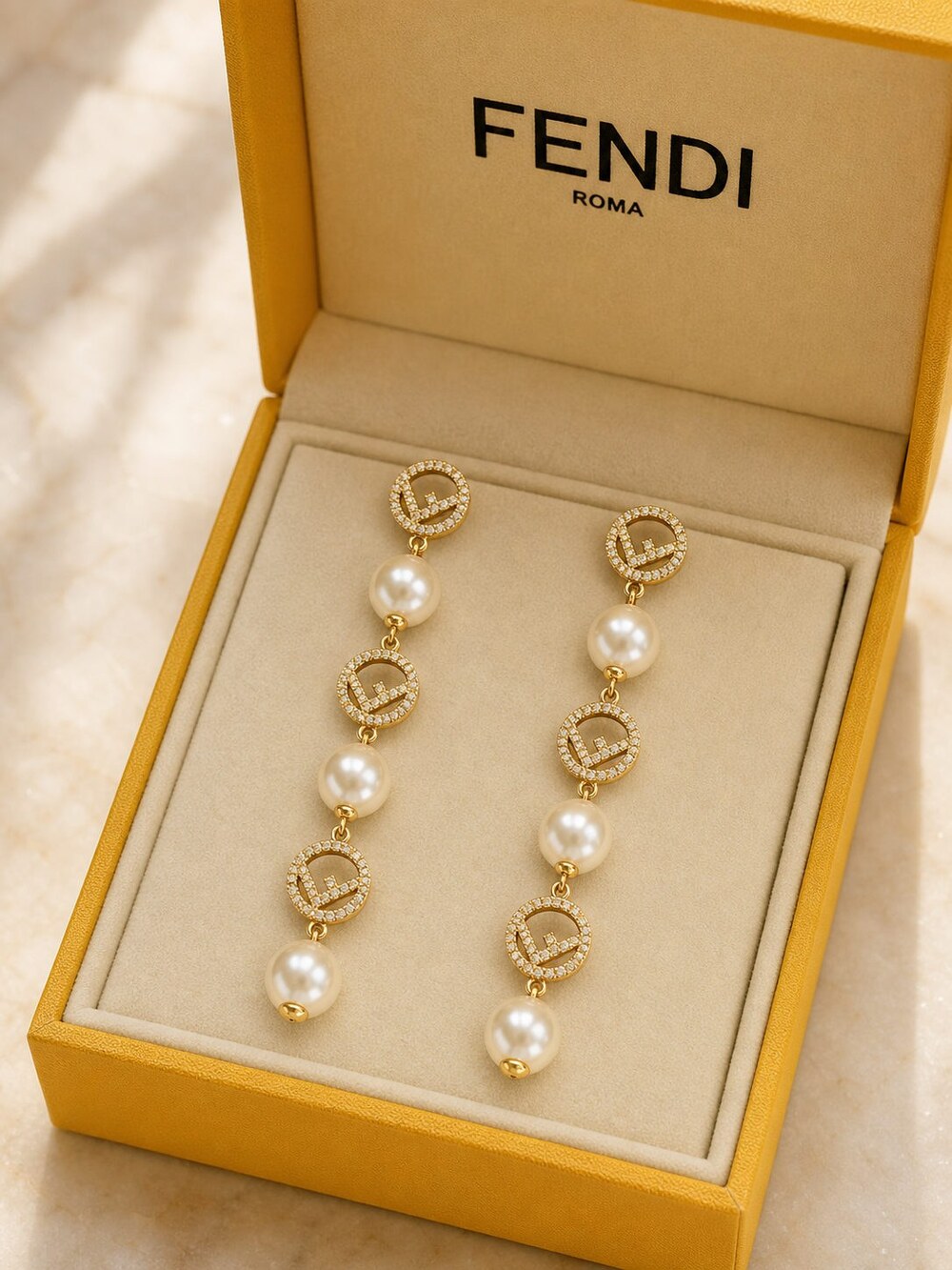 Fendi Modern Designer Earrings Style 1 | New with Box - Picture 1 of 9